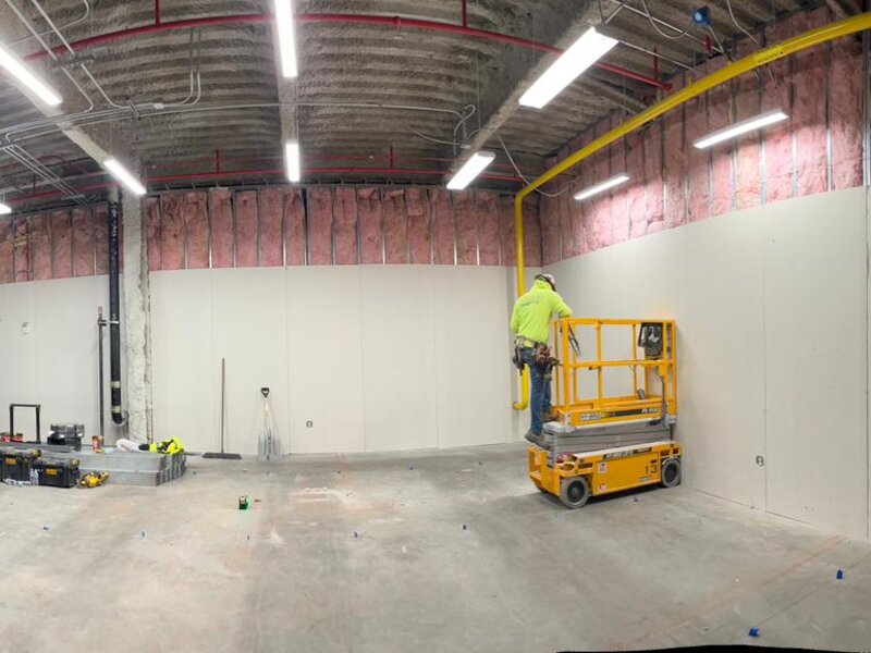 Commercial drywall installation with scissor lift by JN Contractor LLC