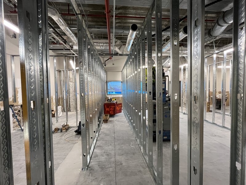 Commercial metal stud framing hallway by JN Contractor LLC